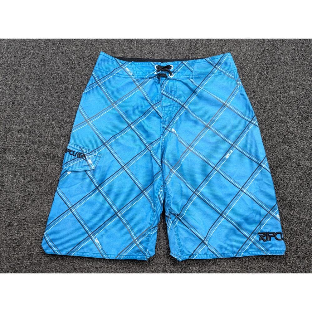 Rip Curl Men's Blue Black Plaid Board Shorts Swim Trunks Size 28